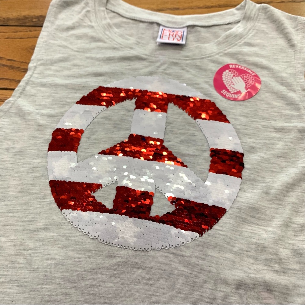 Reversible Sequin Patriotic Peace Sign Tank 4th of July🇺🇸🇺🇸🇺🇸 - Picture 3 of 9